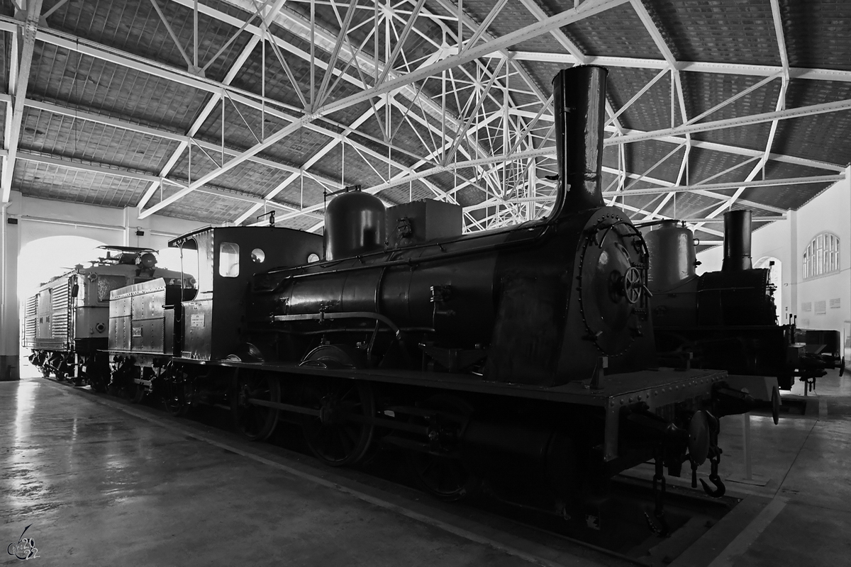 Die Dampflokomotive Oeste 77 (120-2131) wurde 1884 in der Maschinenfabrik Esslingen gebaut. (Eisenbahnmuseum von Katalonien in Vilanova i la Geltrú, November 2022)