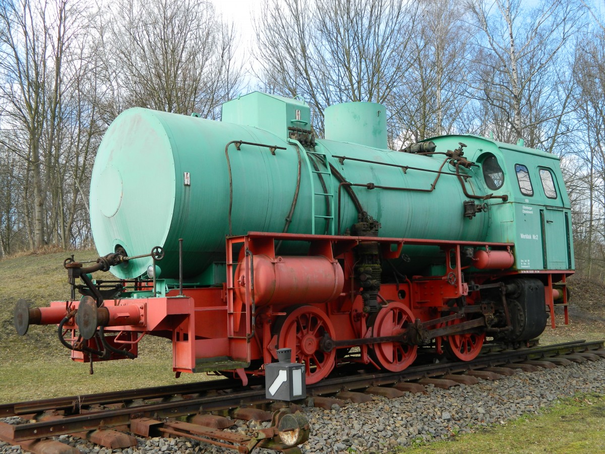 Die Dampfspeicherlok  C  FCL 03155 - Baujahr 1987, RAW Meiningen - war als  Werklok 2  im Eilenburger Chemiewerk (ECW) im Einsatz. Heute technisches Denkmal in Eilenburg (28.02.2015).