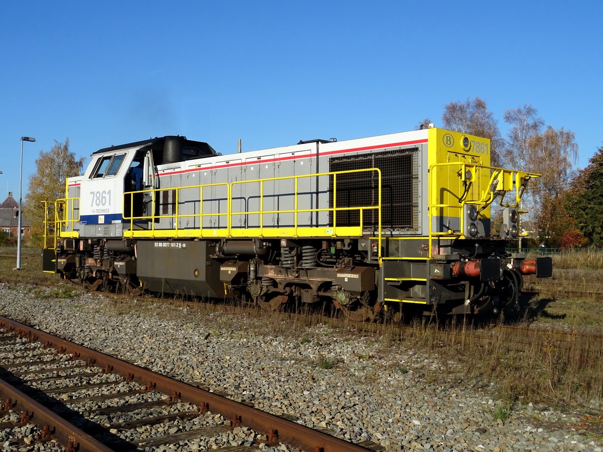 Die Diesellok 7861 - Eigentümmer SNCB-Technics - Mariembourg - 15-11-2018. Die UIC nummer is : 92 88 0077 161-2