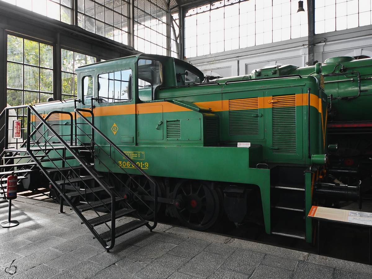 Die Diesellokomotive 10601 (306-001-9) stammt aus dem Jahr 1968 und wurde bei der Yorkshire Engine Company in Groß-Britannien hergestellt. (Eisenbahnmuseum Madrid, November 2022)