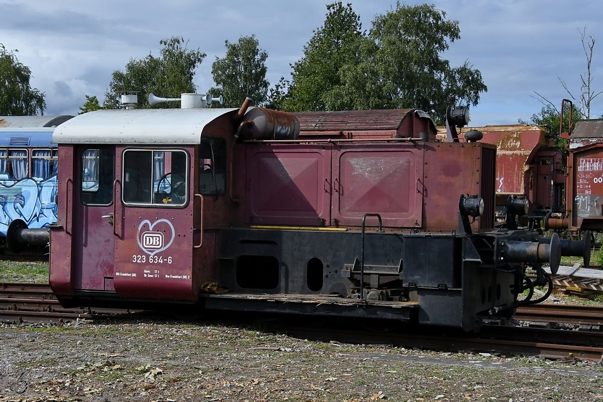 Die Diesellokomotive 323 634-6 war Anfang September 2019 in Gelsenkirchen ausgestellt.