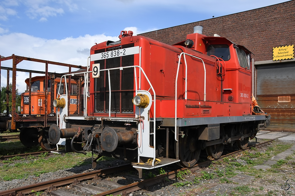 Die Diesellokomotive 365 838-2 war Anfang September 2019 in Gelsenkirchen ausgestellt.