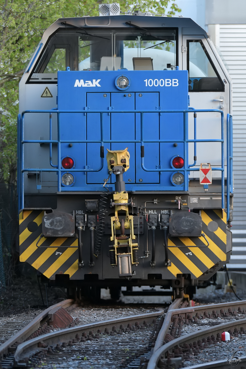 Die Diesellokomotive MAK 1000BB im April 2017 in Hattingen.