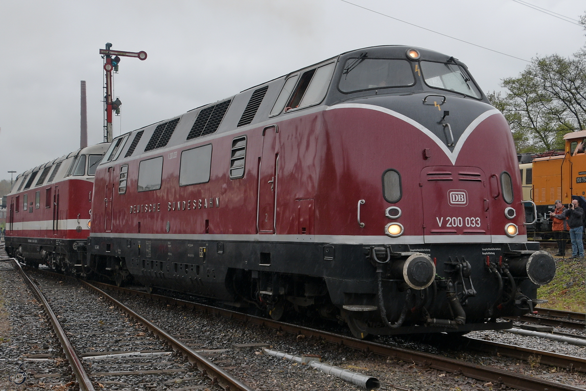Die Diesellokomotiven V 200 033 & 118 770-7 Anfang Mai 2017 im Eisenbahnmuseum Bochum.