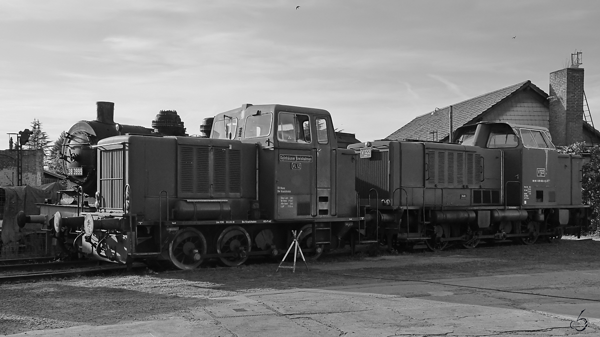 Die Diesellokomotiven VL12 & V122 sind hier Mitte September 2019 im Eisenbahnmuseum Darmstadt-Kranichstein zu sehen. 