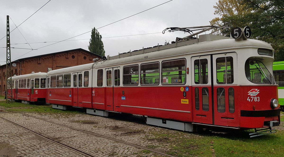 Die ehemalige SGP aus Wien mit der Nr. 4783 vom Baujahr 1972 im Hannoverschem Straßenbahn-Museum am 06.10.2018