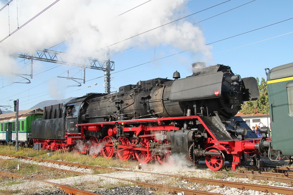 Die ehem.Reichsbahnlok Reko 50 3673(Borsig 1941)im Oktober 2012 in Luino/It.Heute fährt die Lok beim Verein L'associazione Verbano Express am Lago Maggiore.Vorher weilte sie in Haltingen.	