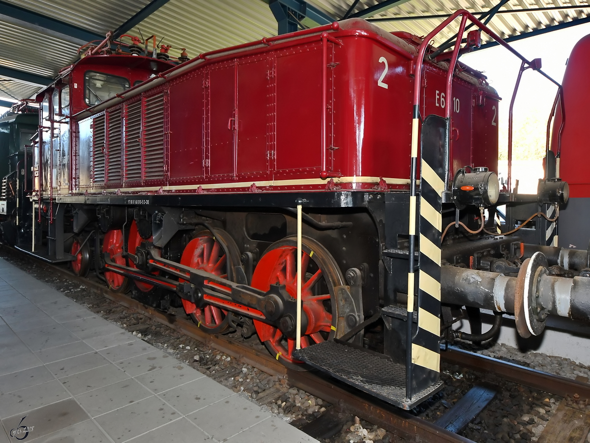 Die Elektrolokomotive E 60 10 im August 2018 im Eisenbahnmuseum Koblenz.