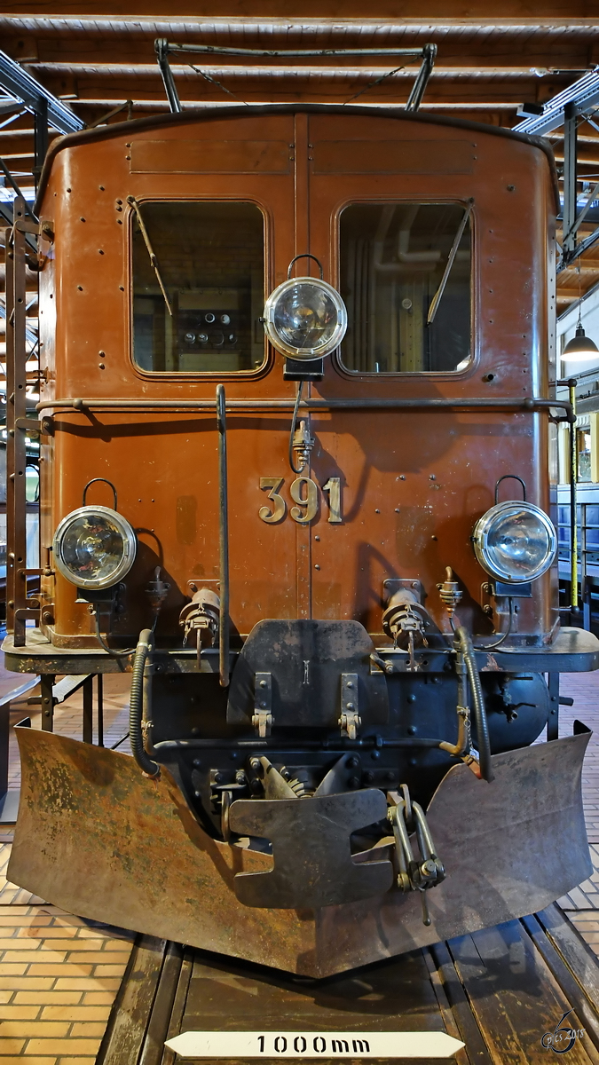 Die Elektrolokomotive Typ Ge 4/6  391  der Rhätischen Bahn im Deutschen Technikmuseum Berlin. (April 2018)