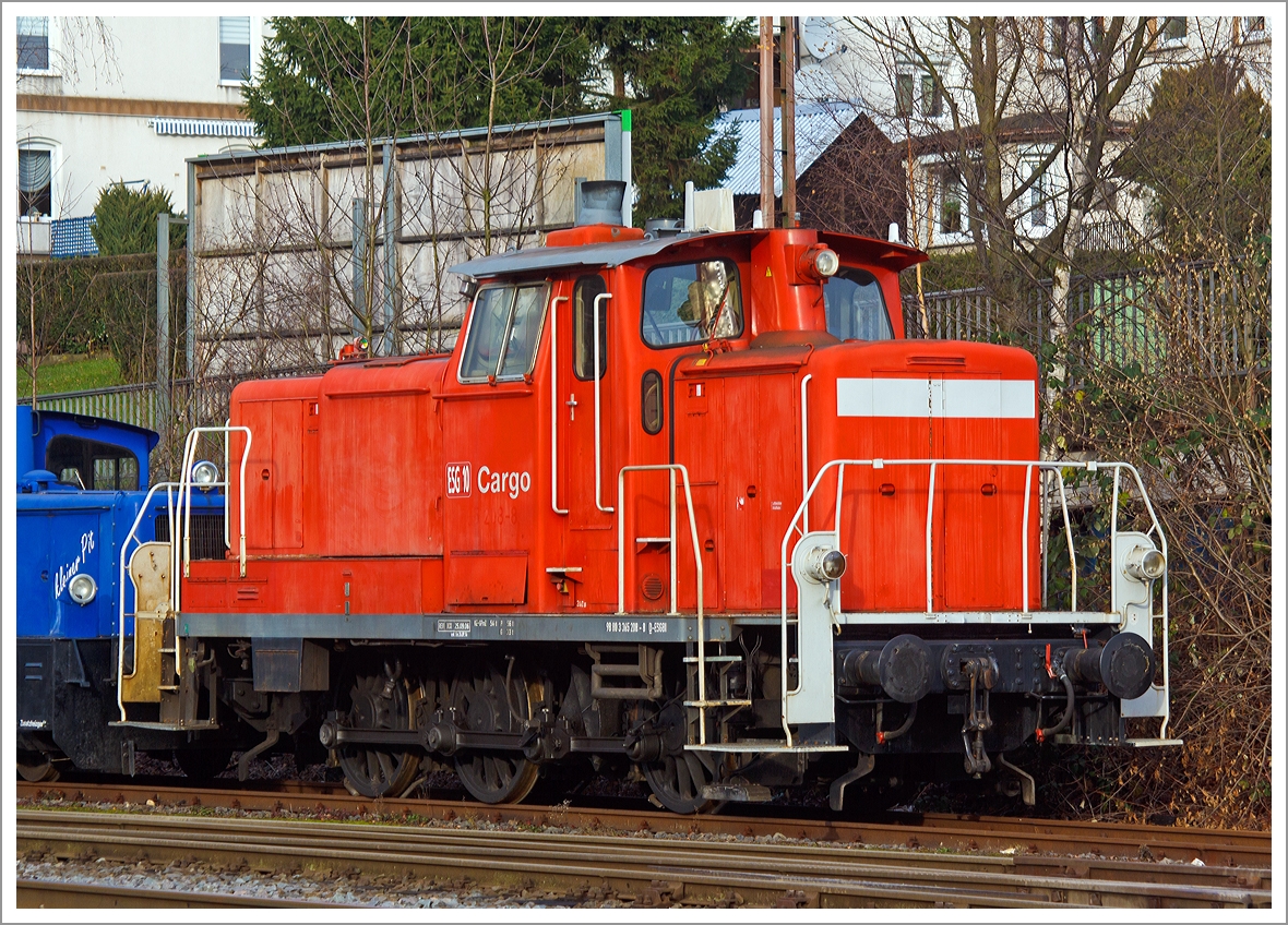 Die ESG 10 (365 208-8) der ESG Eisenbahn Service Gesellschaft mbH (Vaihingen an der Enz), ex DB V 60 1208, ex DB 261 208-3, sowie DB 361 208-2, abgestellt am 21.12.2013 in Kreuztal.

Die V60 der schweren Bauart wurde 1963 bei Krupp unter der Fabriknummer 4620 gebaut und als V 60 1208 an die DB geliefert, 1968 erfolgte die Umzeichnung in DB 261 208-3, eine weitere Umzeichnung in 361 208-2 erfolgte 1987. Ein Umbau mit Einbau einer Funkfernsteuerungen und Umzeichnung in 365 208-8 erfolgte 1988. Bis zur z-Stellung im März 2005 lief die Lok bei der DB bzw. Railion Deutschland AG, die endgültige Ausmusterung erfolgte dann am 30.06.2006. Zur ESG kam die Lok dann 2007. Hier trägt sie nun auch die NVR-Nummer 98 80 3365 208-8 D-ESGBI.
