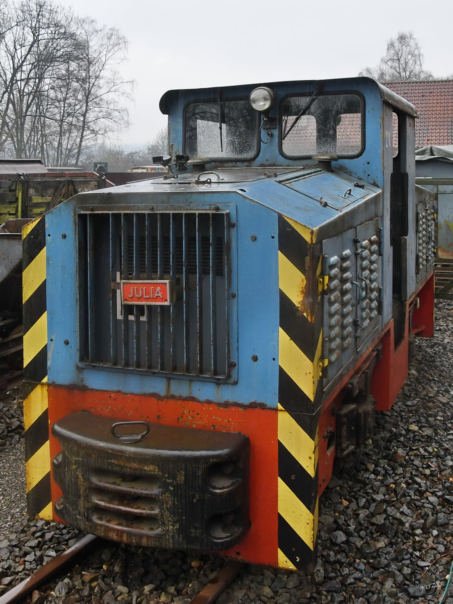 Die Feldbahnlokomotive DS90  JULIA  bei der Diepholzer Maschinenfabrik DIEMA für die Bundesmarine gebaut. (Gruben- und Feldbahnmuseum Zeche TheresiaWitten, April 2018)