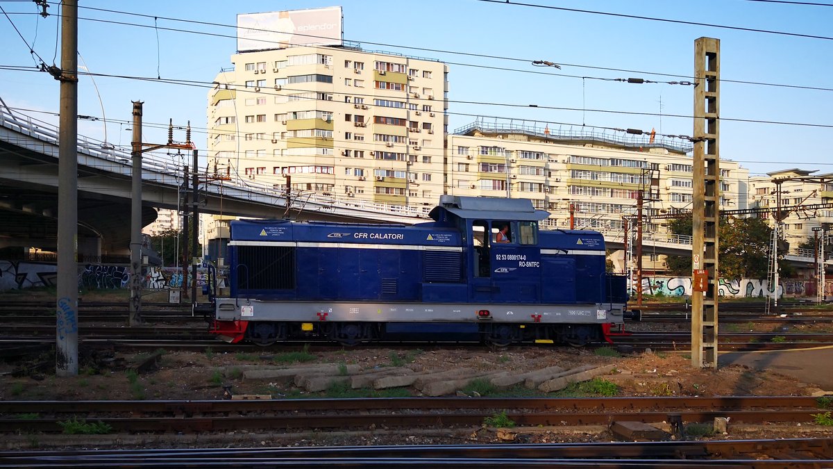 Die frisch lackierte 92-53-0-800174-0 manövrierte am 03.09.2018 in den bukarester Nordbahnhof.