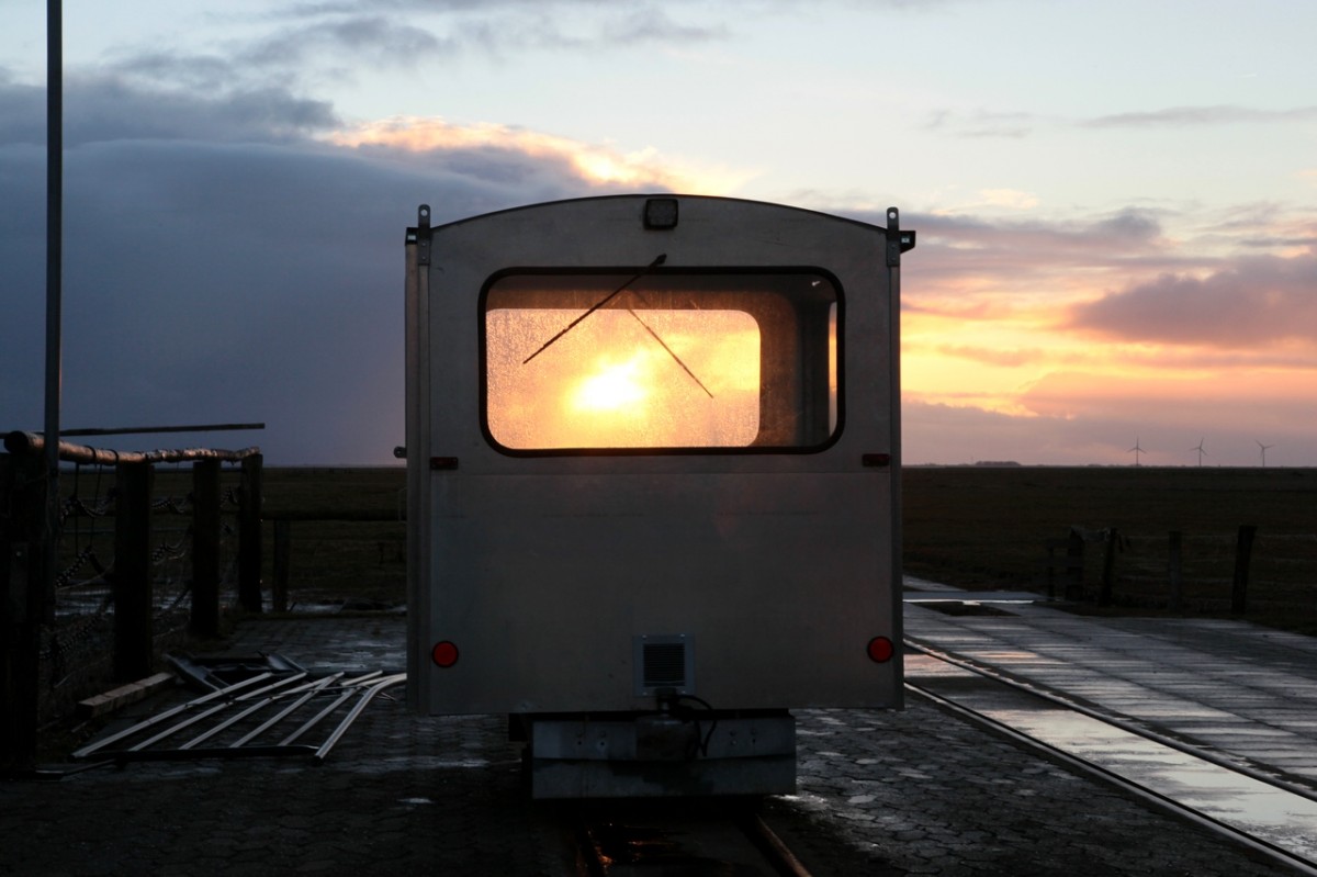 Die Gemeindelore am 24.02.2016 abg. im Halligbf auf Nordstrandischmoor.