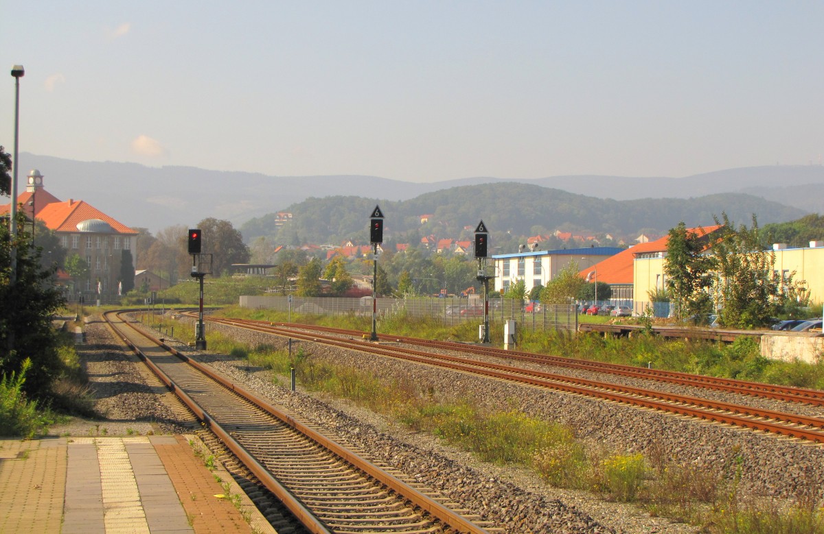 Die Lichtsignale in Richtung Goslar, am 16.09.2014 in Wernigerode.
