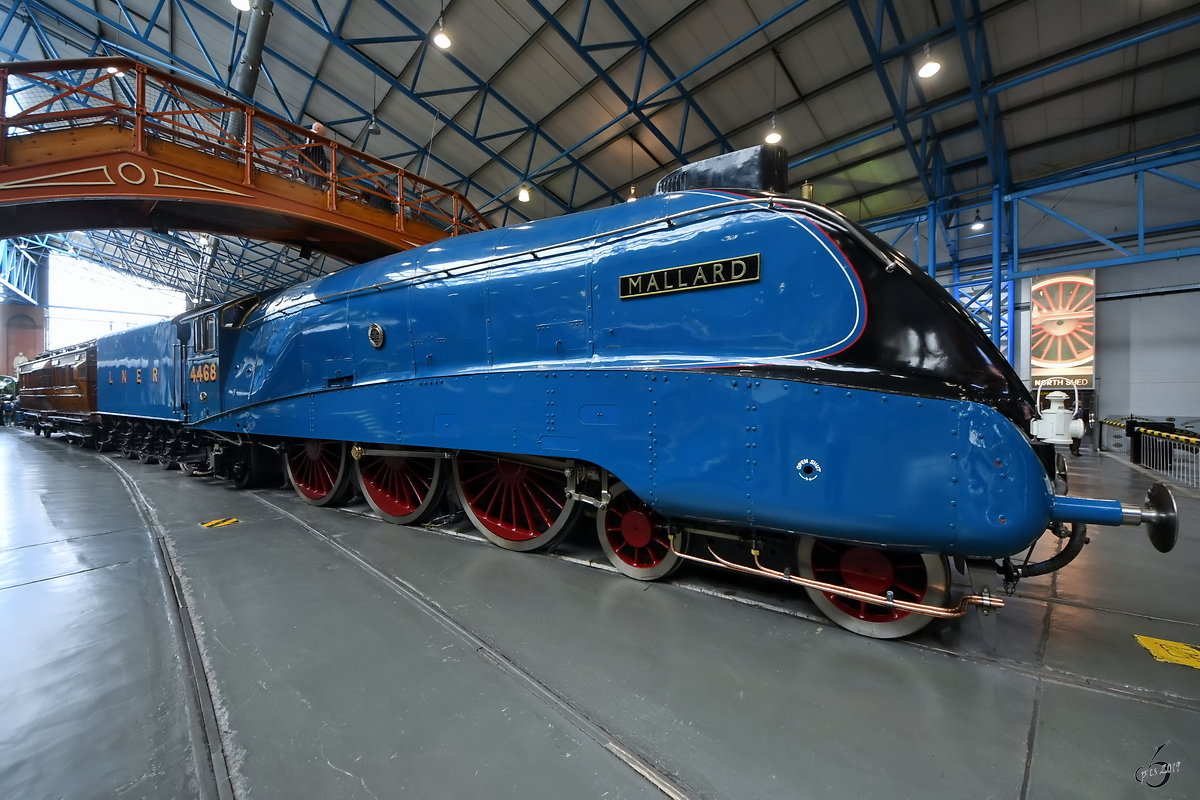 Die LNER-Klasse A4 Dampflokomotive  Mallard  Anfang Mai 2019 im National Railway Museum York.