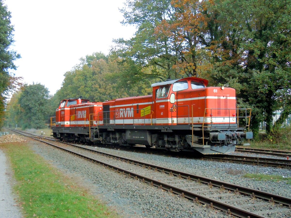 Die Loks 61 & 45 der RVM (Tecklenburger Nordbahn) von Spelle kommend in Richtung Rheine=Stadtberg fahrend in Altenrheine, Oktober 2012