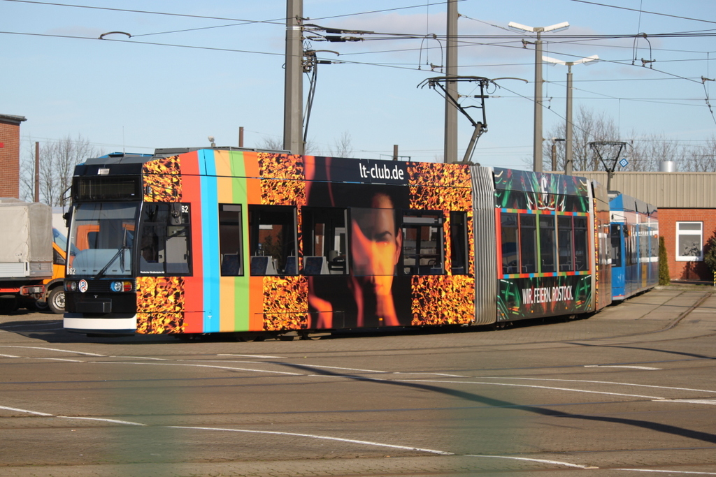 Die LT-Club Bahn 662 stand am Nachmittag des 22.02.2019 auf dem Betriebshof der Rostocker Straßenbahn AG.