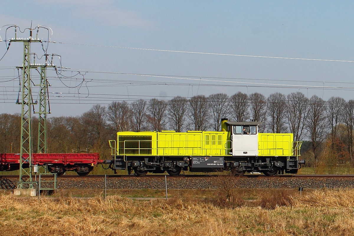 Die Mak 1206 (NVR: 92 80 1275 821-7 D-ATLD) dieselt am 10.04.2018 durch Nassenheide.