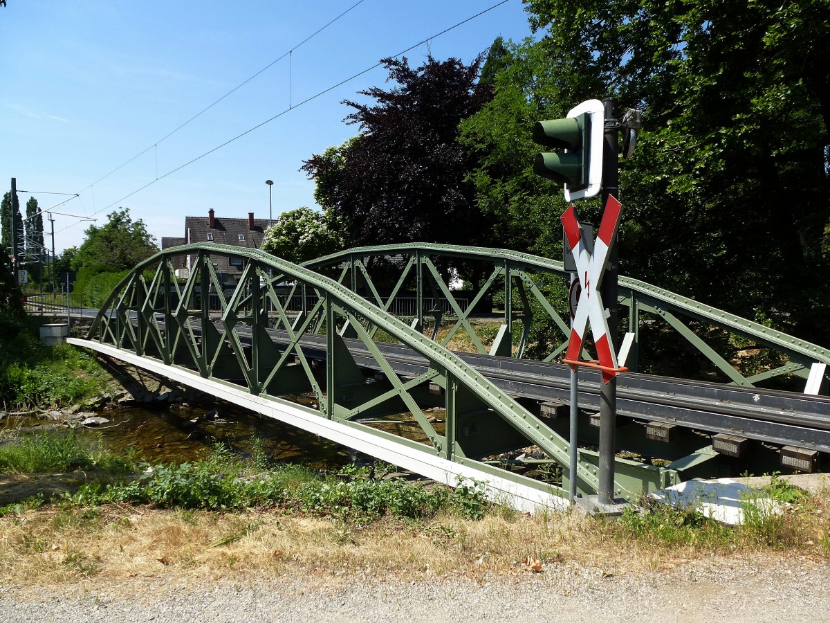 die Mnstertalbahn berquert auf dieser Stahlbogenbrcke das Schwarzwaldflchen Neumagen in der Stadt Staufen, Juni 2014