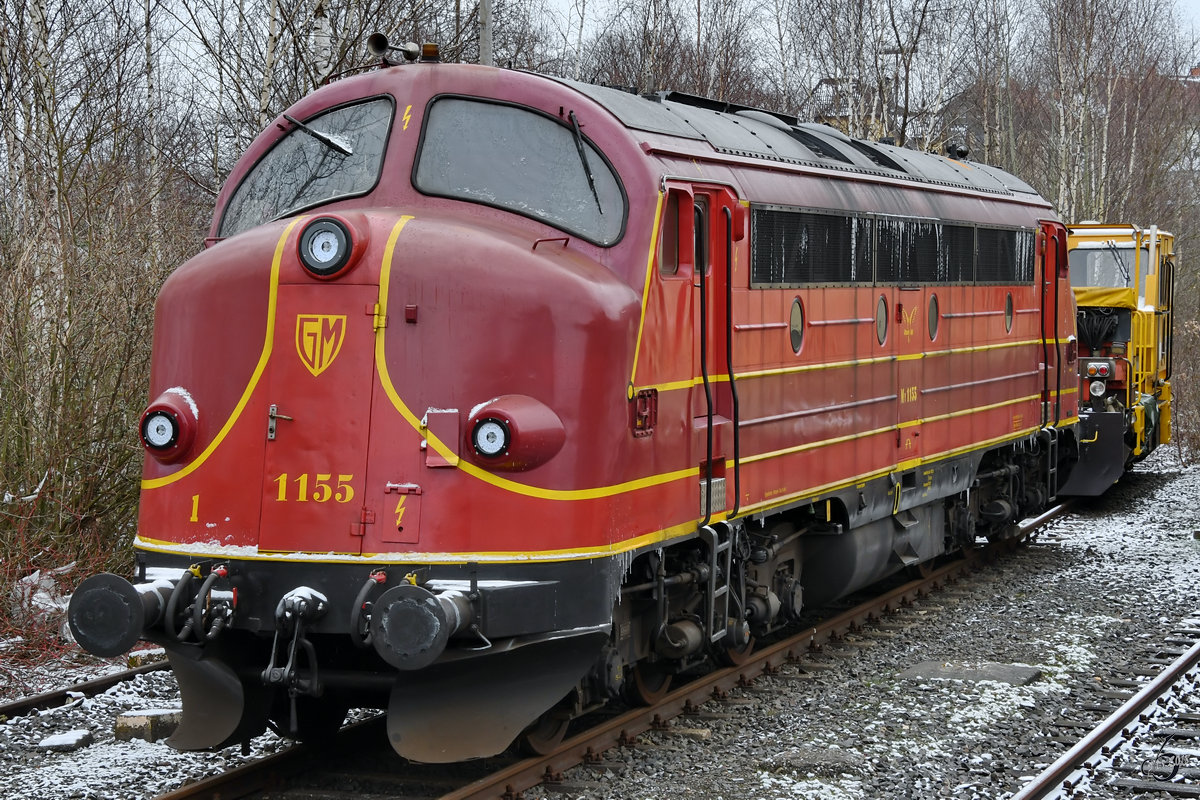 Die NoHAB MY 1155 von Altmark-Rail stand am 17.03.2018 auf einem Nebengleis in der Nähe des Hattinger Bahnhofes