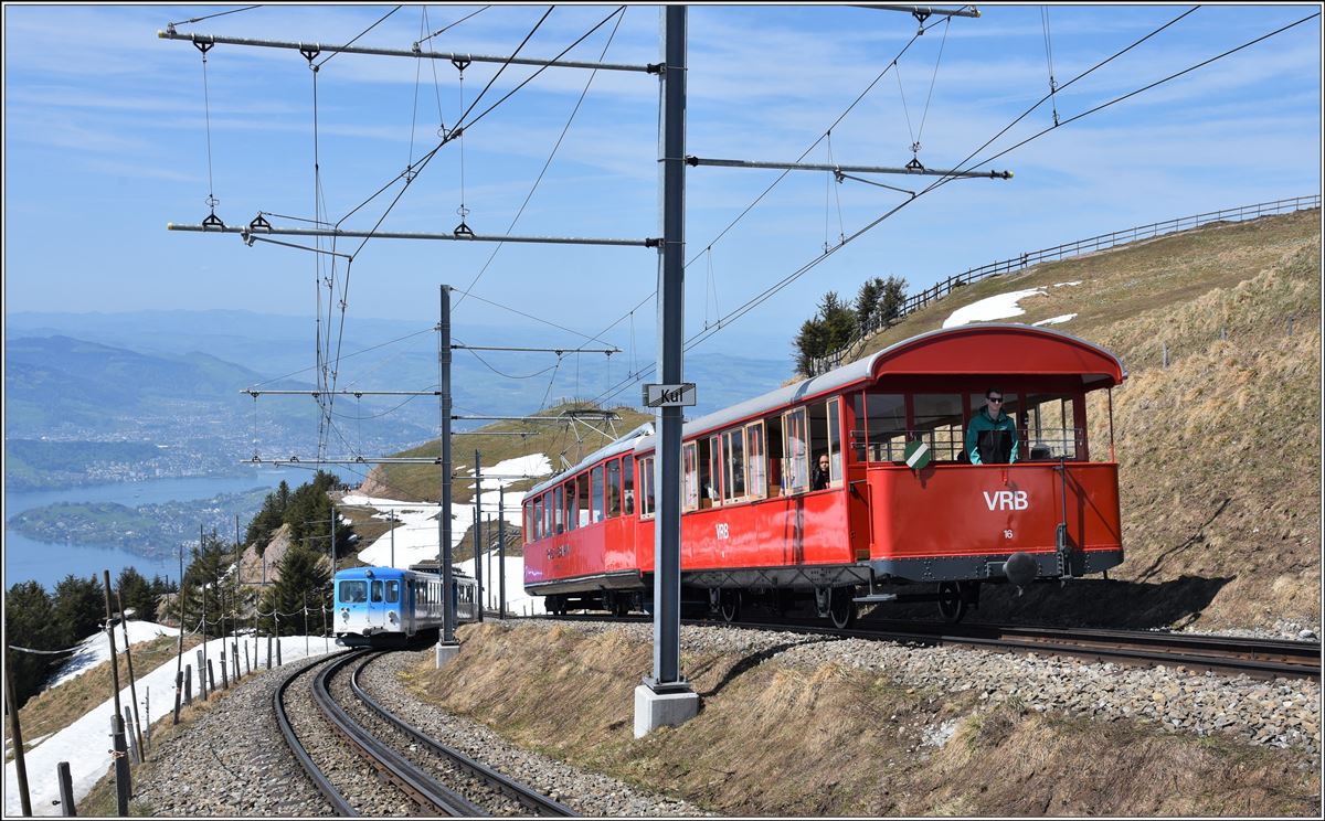 Die Parallelfahrt zwischen ARB (blau) und VRB (rot) zwischen Staffel und Kulm gelang nur annähernd. (20.04.2018)