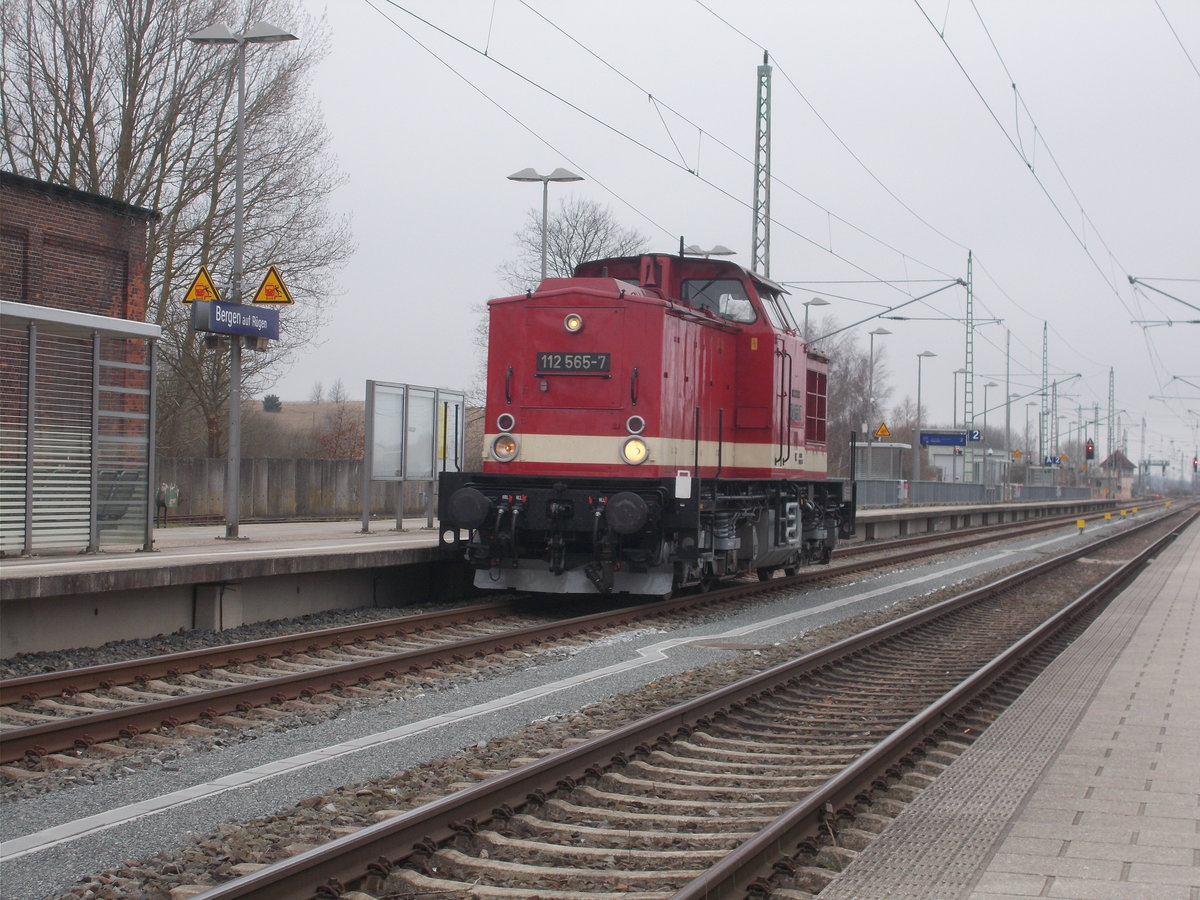 Die PRESS 112 565 setzte,am 10.April 2018,in Bergen/Rügen um.