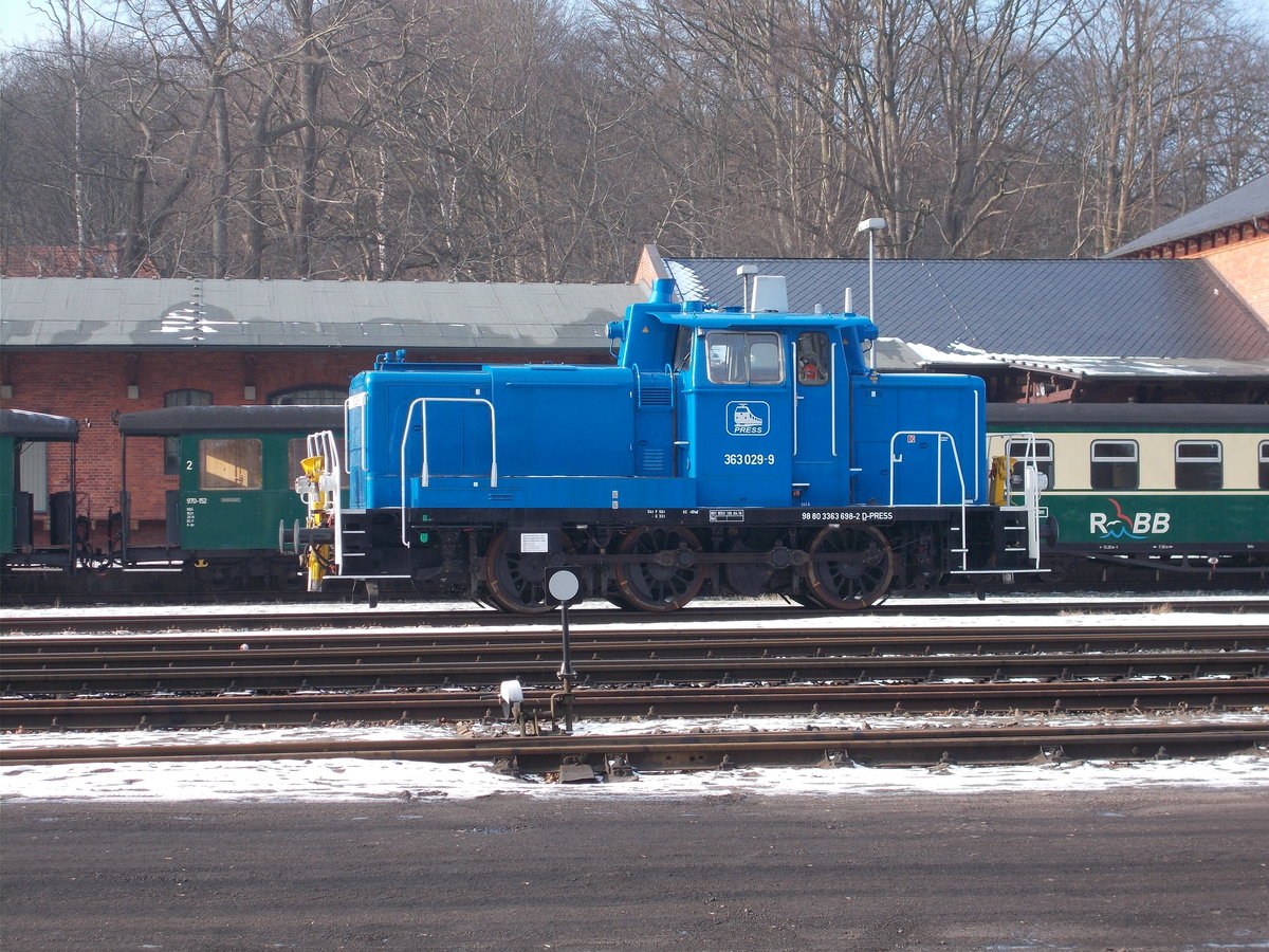 Die PRESS 363 029,am 12.Februar 2017,im eisigen Putbus.