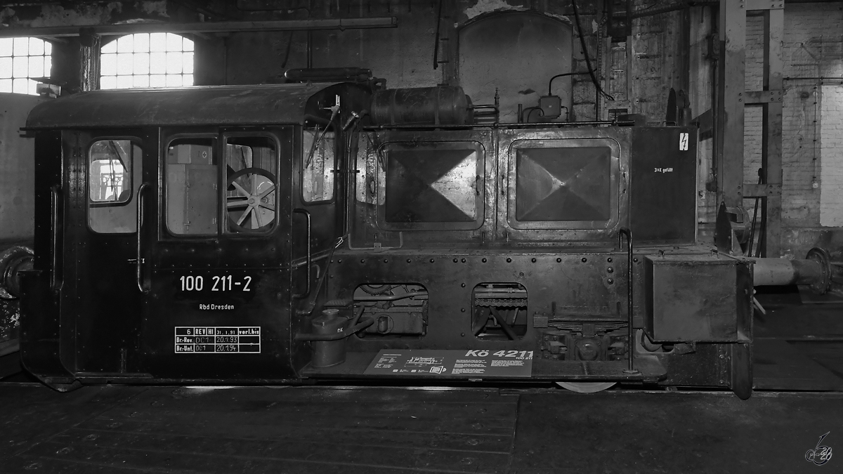 Die Rangierlokomotive 100 211-2 (Kö 4211) stand Ende September 2020 im sächsischen Eisenbahnmuseum Chemnitz-Hilbersdorf.