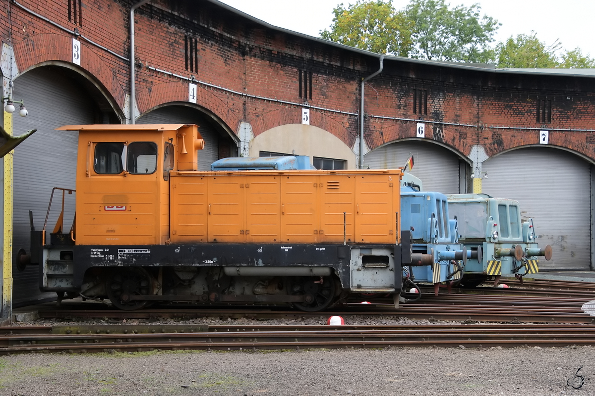 Die Rangierlokomotive 312 187-8 wurde 1970 bei LKM gebaut. (Sächsisches Eisenbahnmuseum Chemnitz-Hilbersdorf, September 2020)