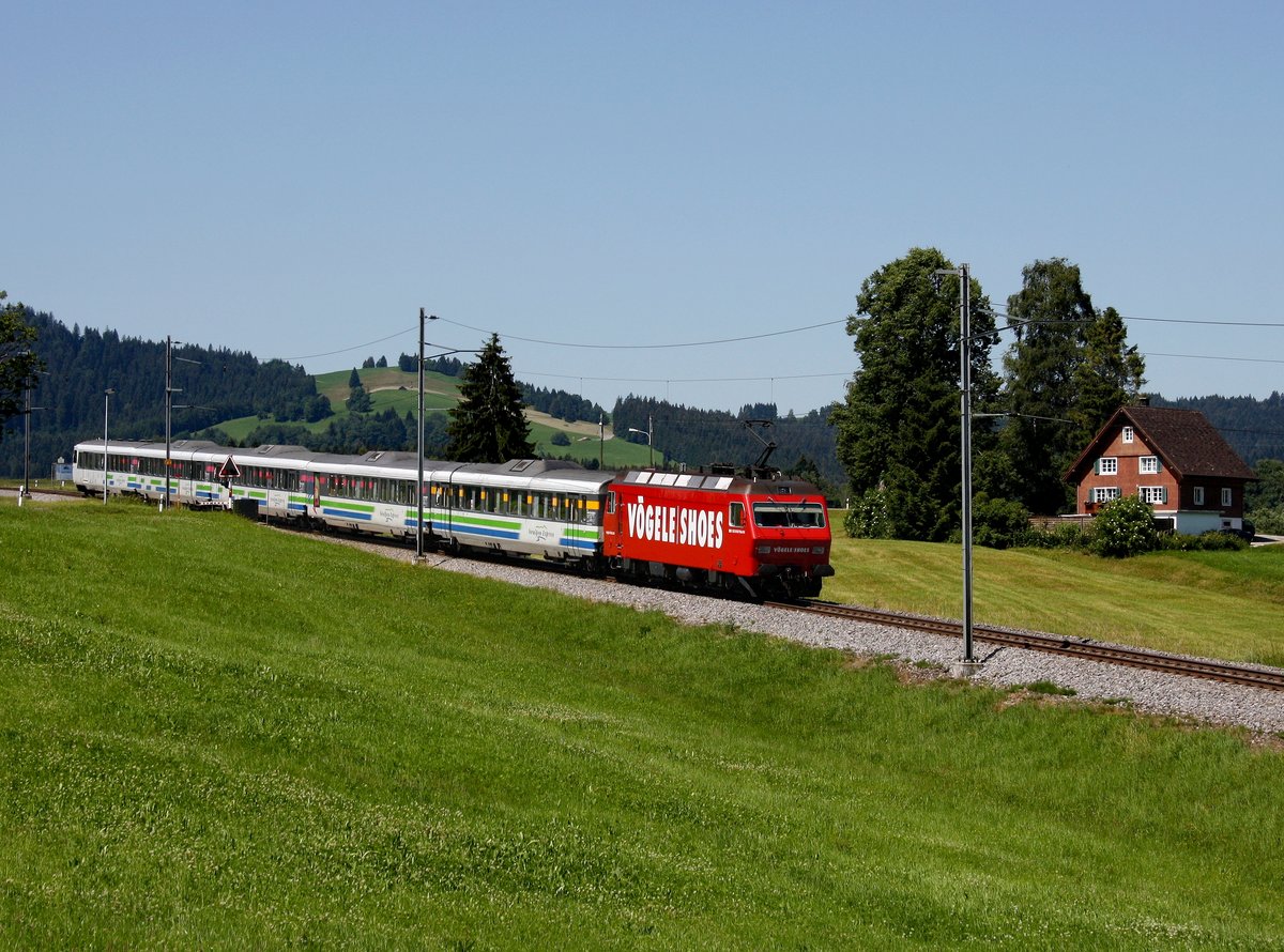 Die Re 456 094 mit einem Voralpen Express am 27.06.2011 unterwegs bei Biberbrugg.