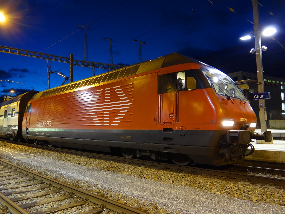 Die Re 460 027-6 im Bf. Chur, 25/01/2015