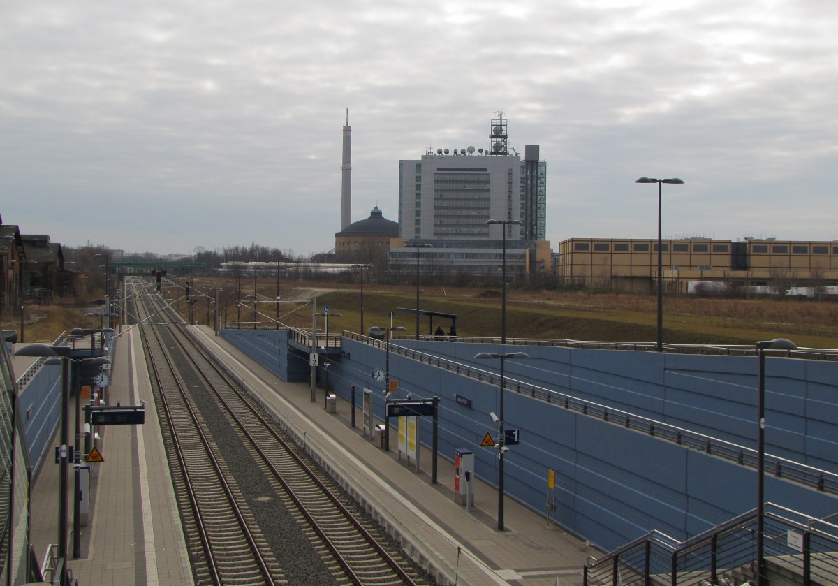 Die S-Bahn Station Leipzig MDR am 20.02.2014.
