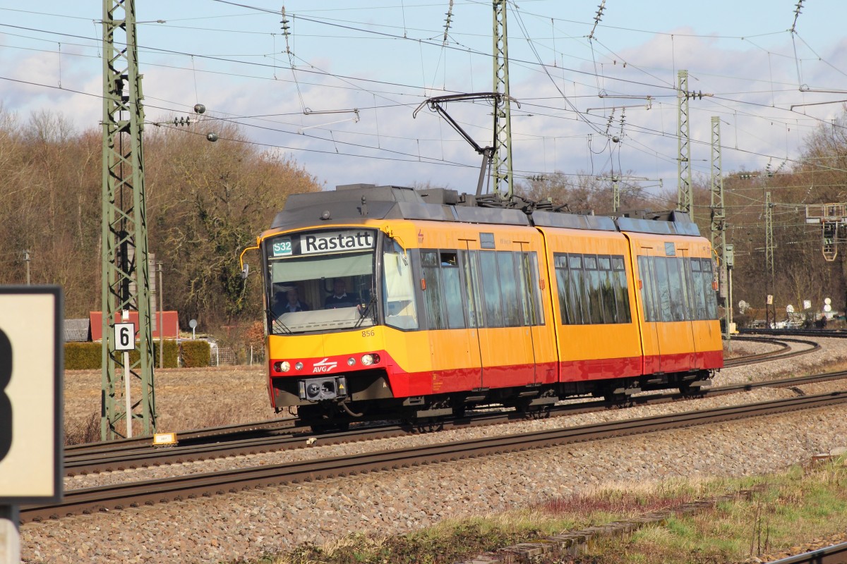Die S32 unterwegs vom Hbf Karlsruhe nach Raststatt. 23.02.2014