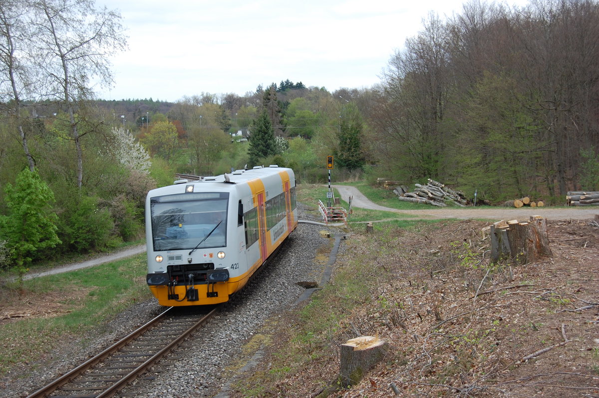 Die Schönbuchbahn am 14. April 2017 nach der Rodung für das zweite Gleis zwischen Böblingen und Holzgerlingen.