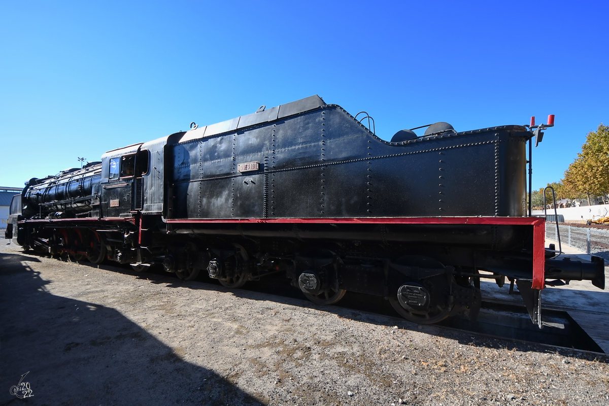 Die schwere Güterzugdampflokomotive 5001  Santa Fe  (151F-3101) stammt aus dem Jahr 1942. (Vilanova i la Geltrú, November 2022)