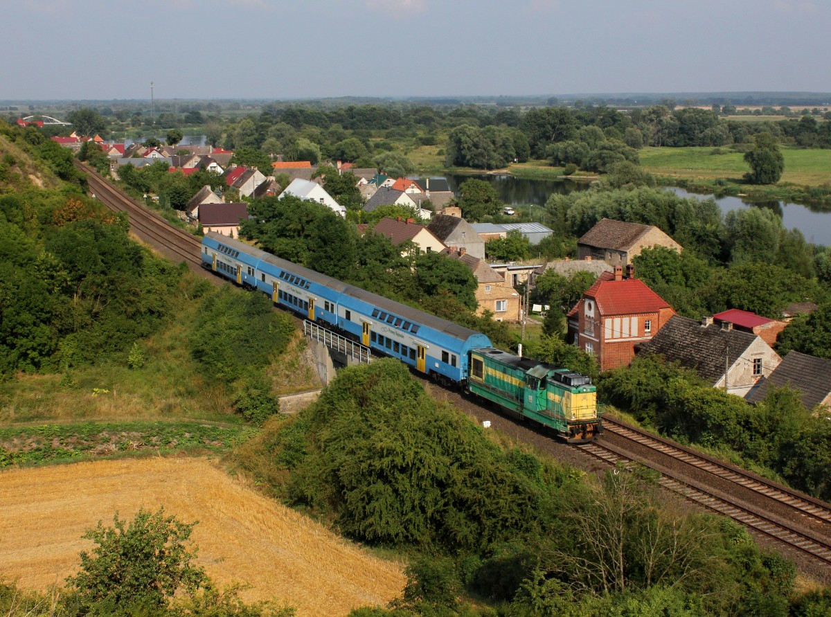 Die SP 32-204 mit einem R nach Kostrzyn am 02.08.2014 unterwegs bei Santok.