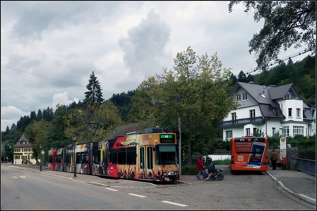 Die Straßenbahn in Freiburg-Günterstal. 

Den Rang der südlichsten Straßenbahnstation in Deutschland hat die Endhaltestelle Dorfstraße in Günterstal verloren, seit die Basler Straßenbahn nach Weil am Rhein verlängert wurde.

07.10.2019 (M)