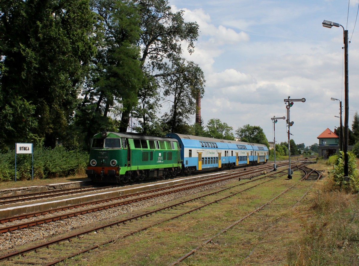 Die SU 45-0115 mit einem R nach Kostrzyn am 01.08.2014 bei der Einfahrt in Witnica.