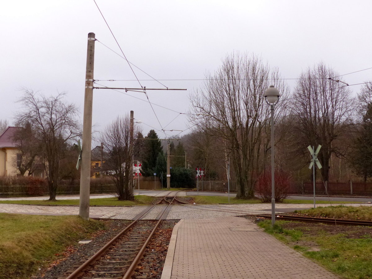 Die Teil der Wendeschleife der Linie 6, am 31.12.2017 in Waltershausen.