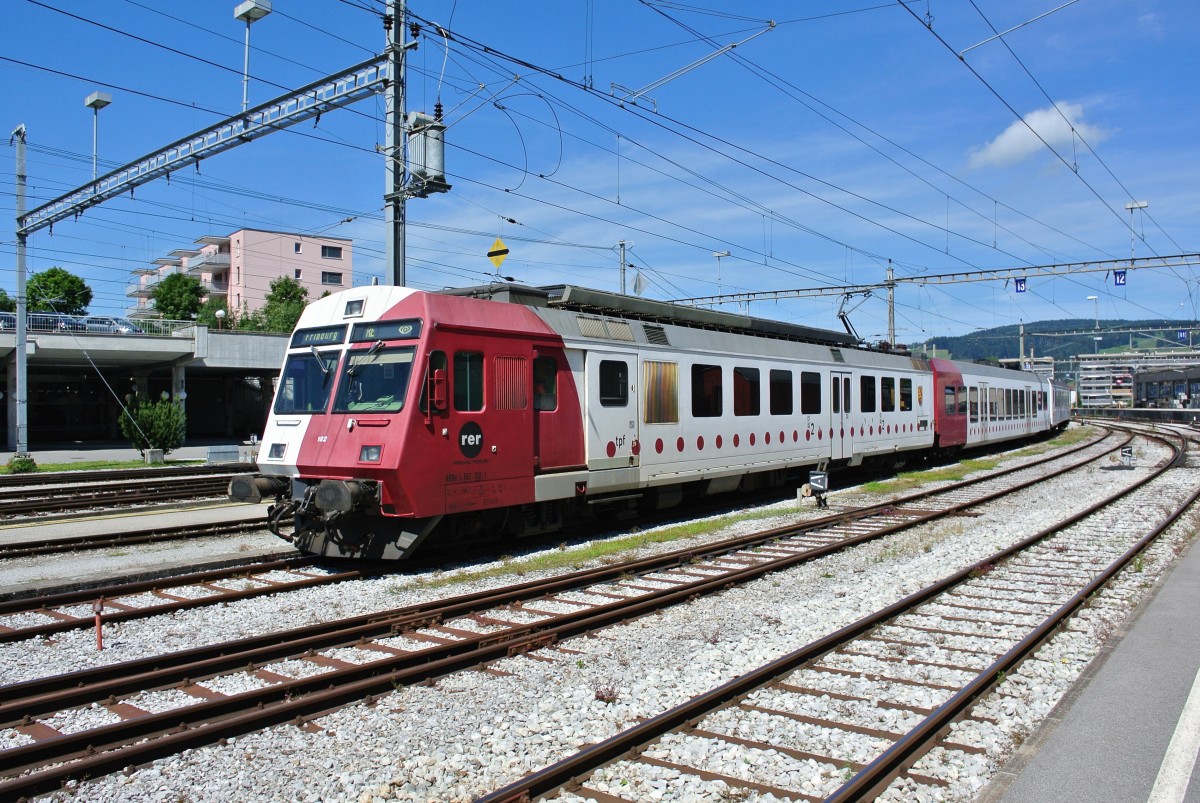 Die TPF hat in Bulle einen Reservependel stationiert, am 01.07.2014 war der RBDe 4/4 567 182-1 eingeteilt.