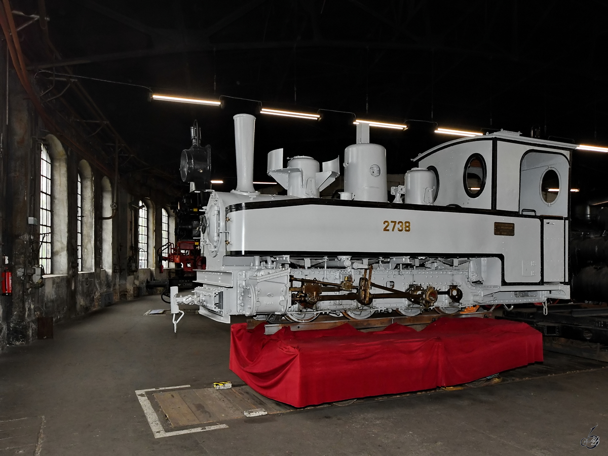 Die über 100 Jahre alte Brigadelok HF 2738 konnte Ende September 2020 im Sächsischen Eisenbahnmuseum Chemnitz-Hilbersdorf bewundert werden.