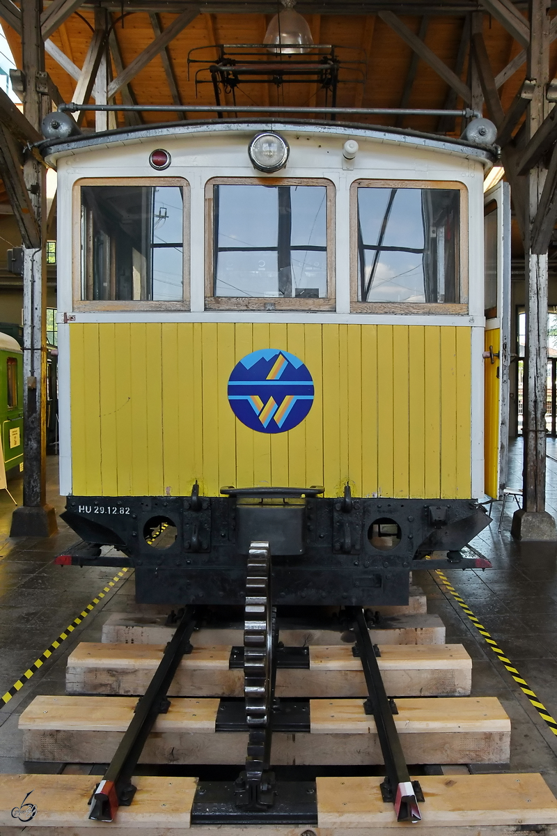 Die Zahnradlokomotive Nr. 1 der Wendelsteinbahn wurde 1911 in der Maschinenfabrik Esslingen gebaut. (Lokwelt Freilassing, August 2020)