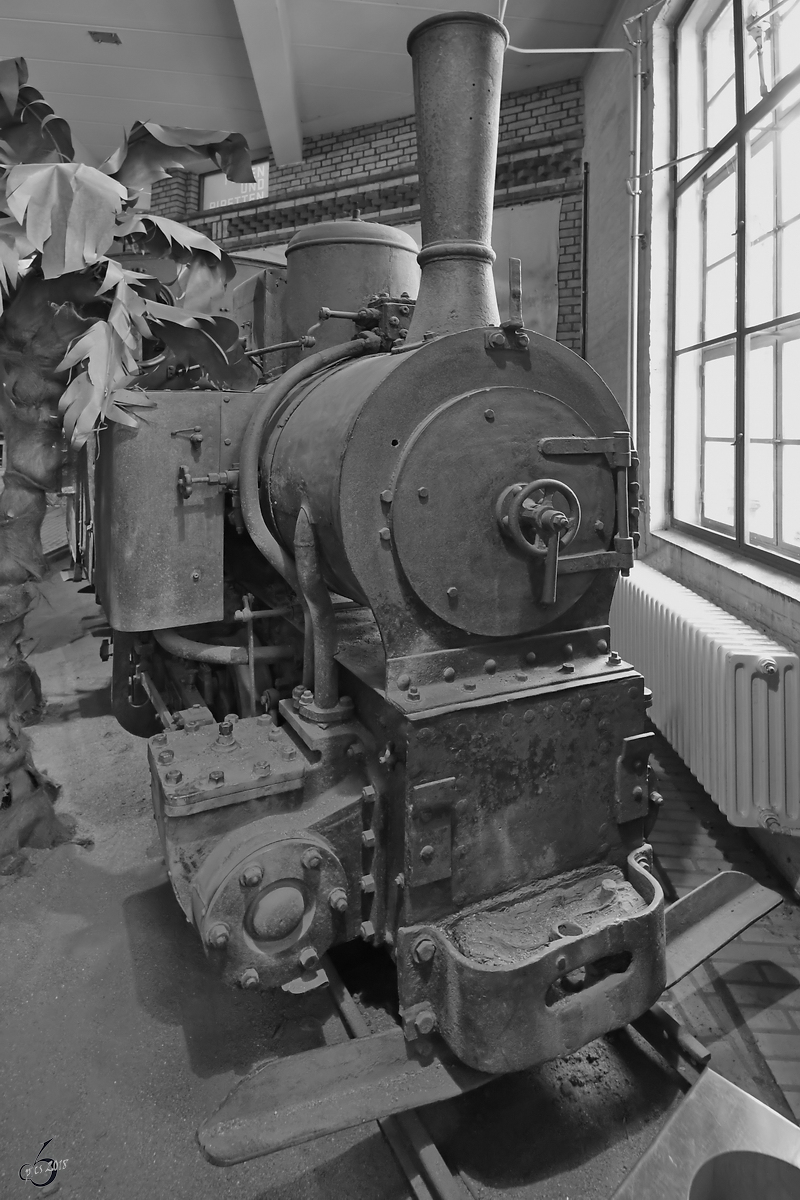 Diese Feldbahndampflokomotive  Minas de Utrillas  wurde 1903 bei Jung gebaut und ist hier Bestandteil des Dioramas  Kolonialbahn . (Deutsches Technikmuseum Berlin, April 2018)