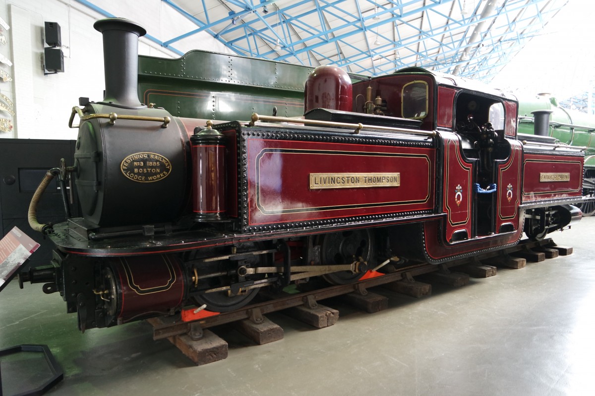 Diese schmalspurige Doppellokomotive aus dem Jahr 1885 gehört zu der Ausstellung im National Railway Museum York.01.04.2015.