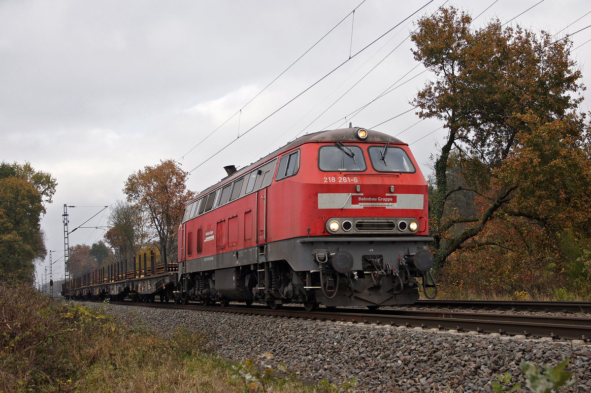 Diesellok 218 261-6 am 08.11.2016 in Lintorf.