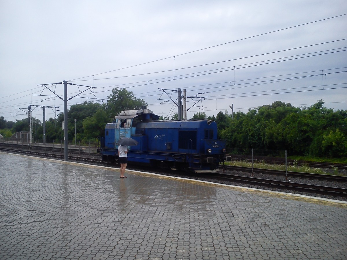 Diesellok 80-0171-1 im Bahnhof Bucuresti Baneasa. Am 12.06.2014 fuhr diese Lokomotive mit einem historischen Sonderzug zwiscchen dem Nordbahnhof Bukarest und Bahnhof Bucuresti Obor und zurueck.