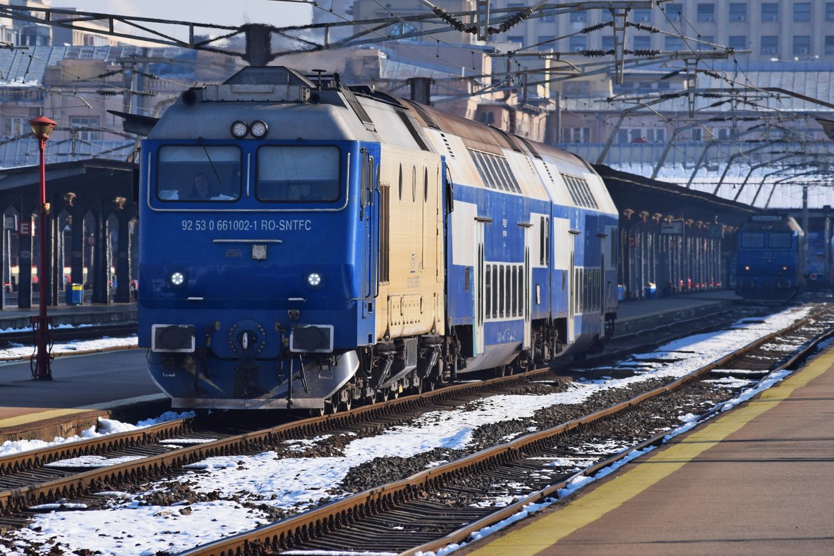 Diesellok 92-53-0-661002-1 verlässt am 24.01.2018 den Nordbahnhof Bukarest
