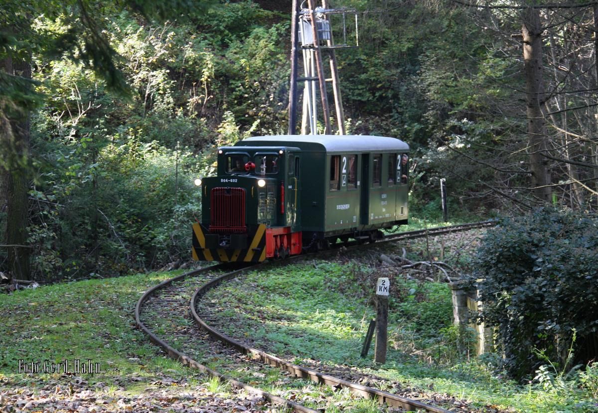 Diesellok D 04 602 führte am 11.10.2014 Sonderzugverkehr auf der Waldbahn Szilvasvarad durch.
