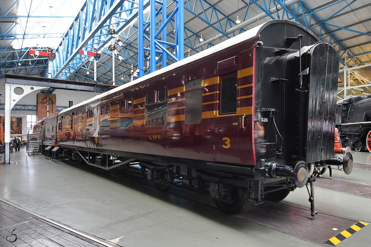 Dieser 1906 gebaute Prüfstandwagen wurde 1938 bei den Geschwindigkeitsrekordläufen der Mallard-Dampflokomotive eingesetzt. (National Railway Museum York, Mai 2019)