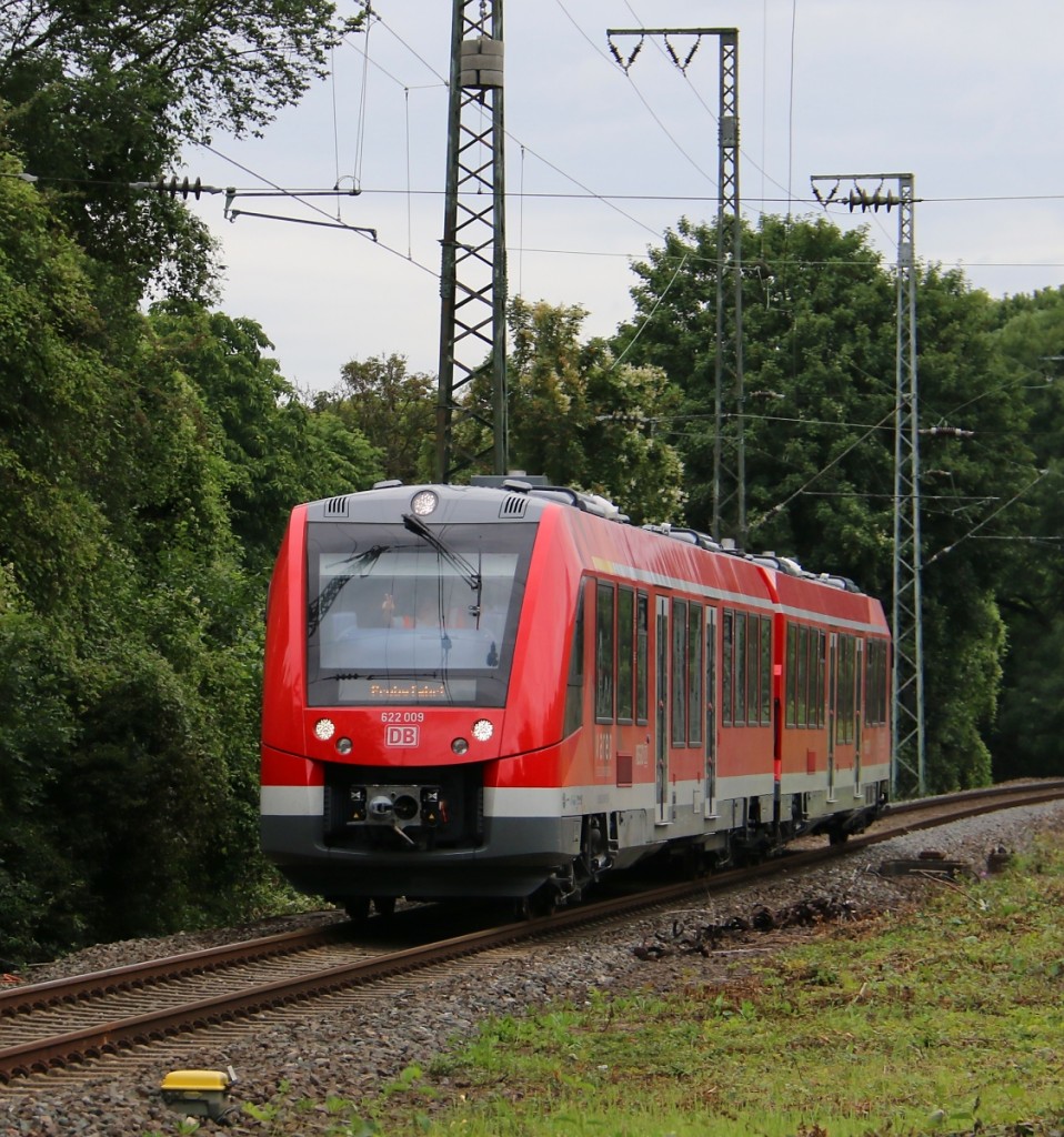 Dieser 622 009 befand sich am 15.07.2014 auf Betriebsfahrt. Aufgenommen in Köln West.